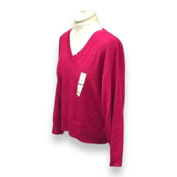 A New Day Women’s V Neck Lightweight Knit Pullover Sweater, Pink, size XXL #2 - Picture 3 of 8